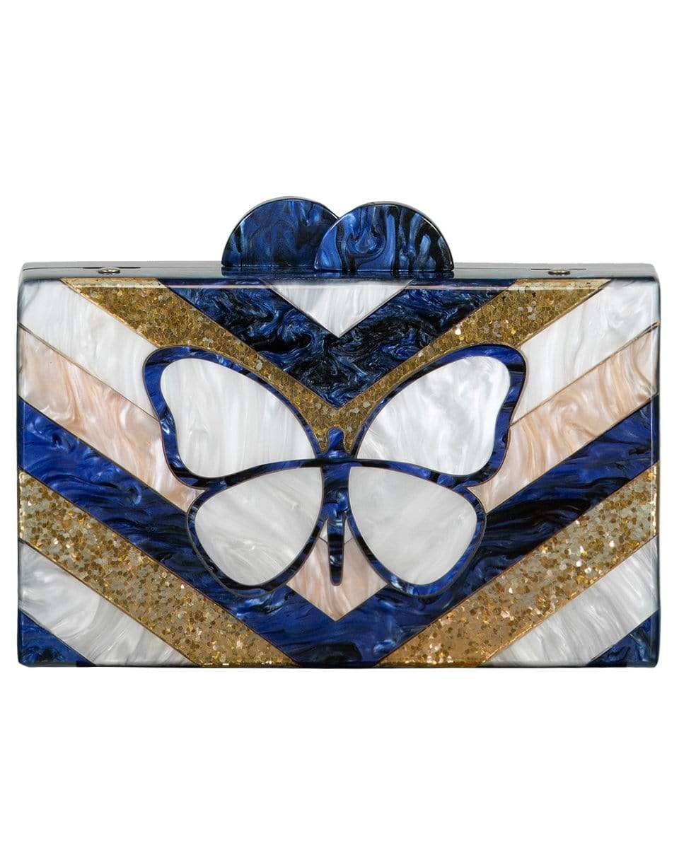 ELIZABETH SUTTON-Butterfly Acrylic Clutch-BLU/PNK