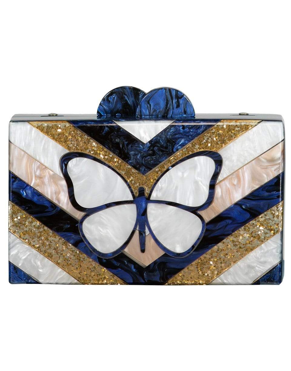 ELIZABETH SUTTON-Butterfly Acrylic Clutch-BLU/PNK