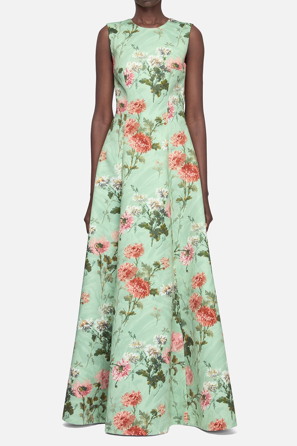 Nodin Floral Maxi Dress-GREEN-4-CLOTHINGDRESSGOWN-EMILIA WICKSTEAD
