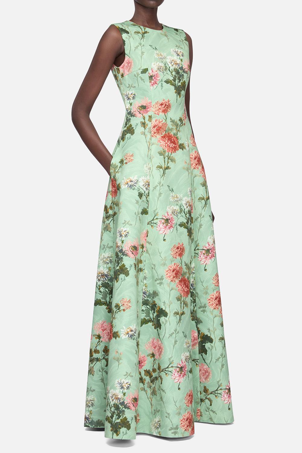 Nodin Floral Maxi Dress-GREEN-4-CLOTHINGDRESSGOWN-EMILIA WICKSTEAD