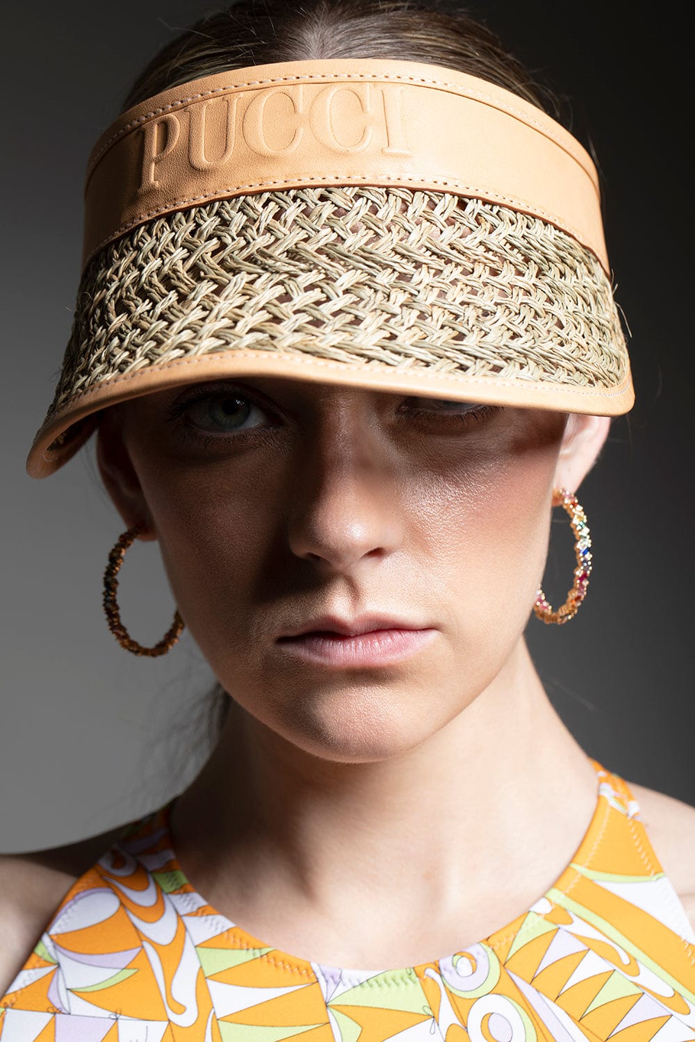 EMILIO PUCCI-Palm Straw Pucci Visor-NATURAL