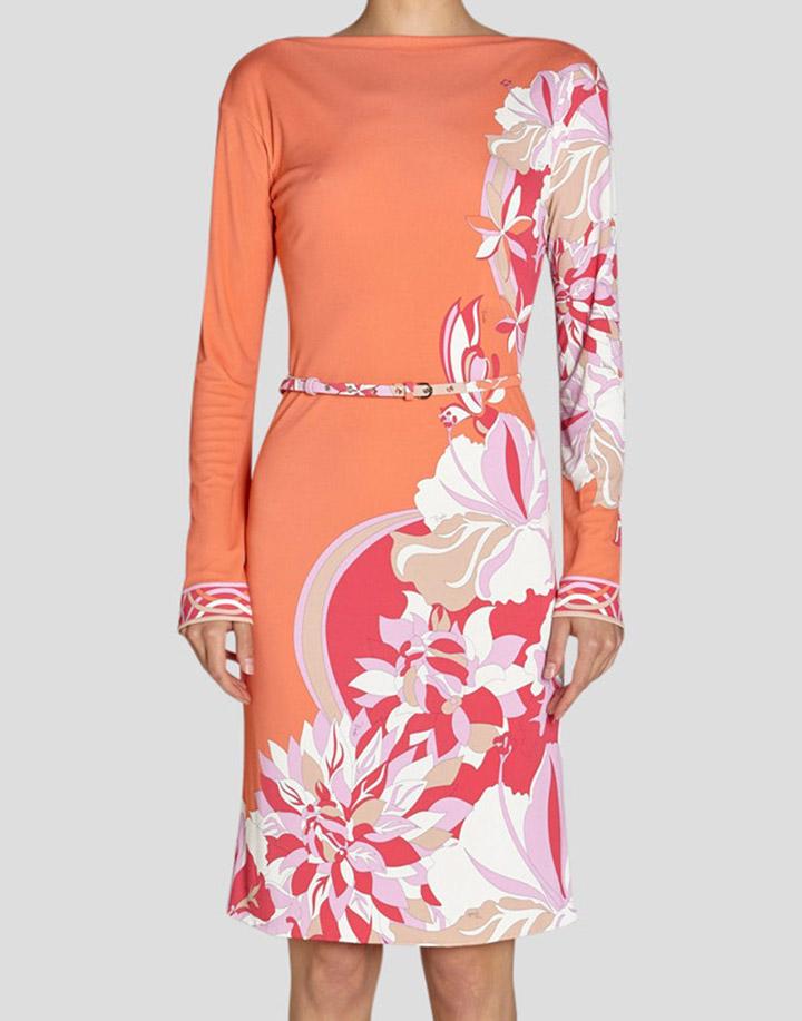 EMILIO PUCCI-Vahne Print Boatneck Dress-