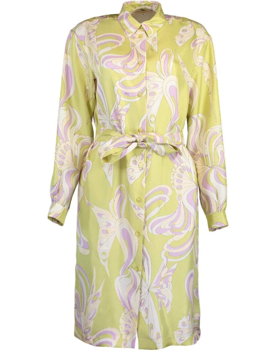 EMILIO PUCCI-Long Sleeve Printed Dress With Belt-