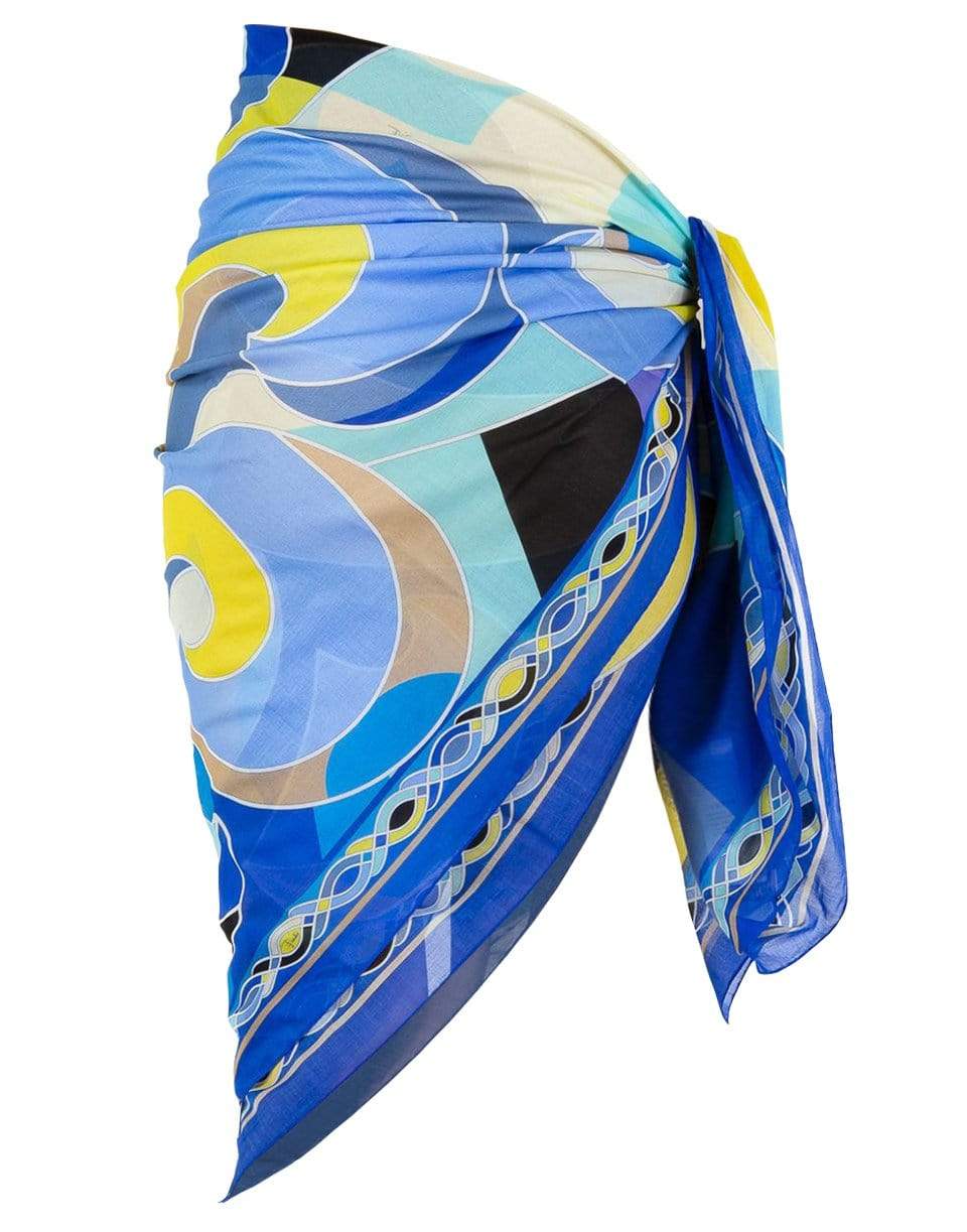 EMILIO PUCCI-Blue Quirimbas Print Cotton Voile Carré-BLUE