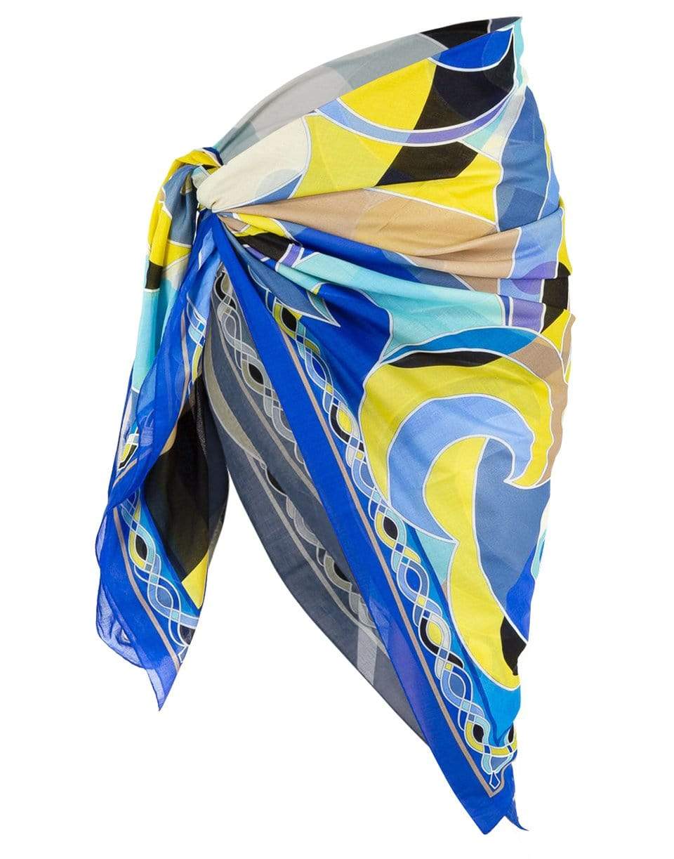 EMILIO PUCCI-Blue Quirimbas Print Cotton Voile Carré-BLUE