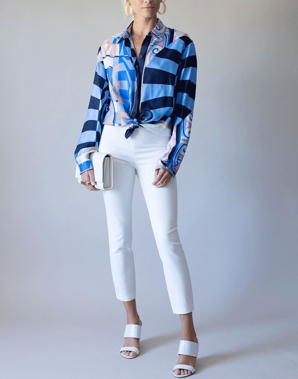 EMILIO PUCCI-Navy Long Sleeve Printed Shirt-