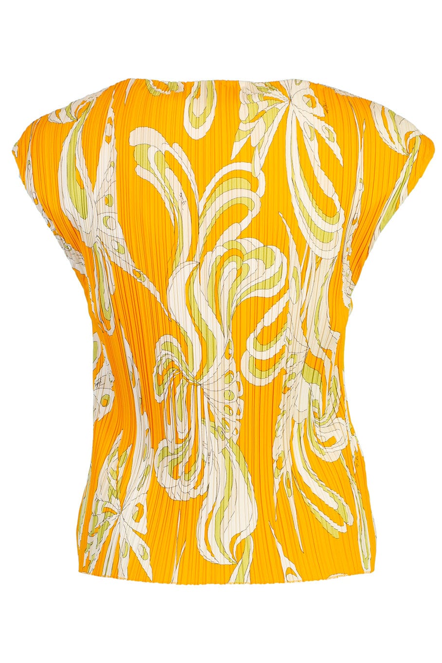 EMILIO PUCCI-Plisse Cap Sleeve Printed Top-
