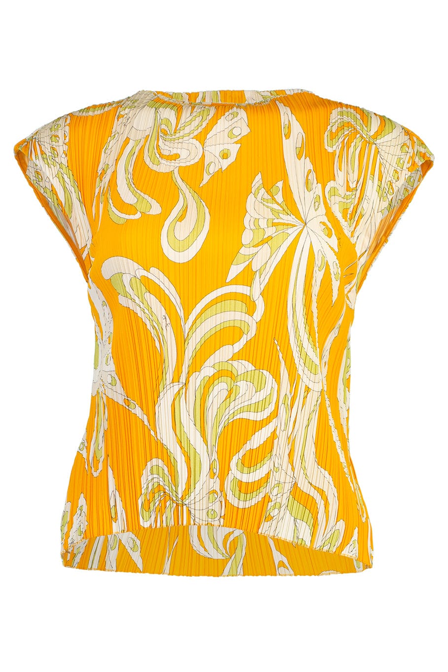 EMILIO PUCCI-Plisse Cap Sleeve Printed Top-