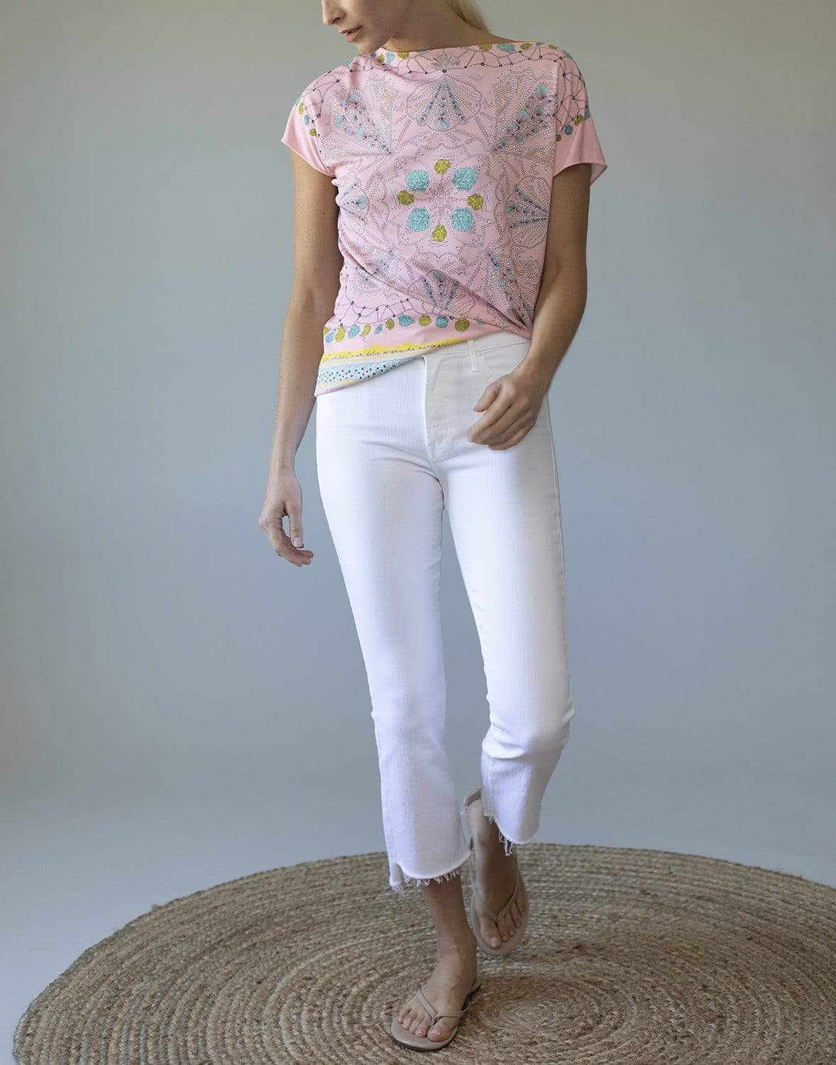 EMILIO PUCCI-Short Sleeve Printed Jersey Blouse-