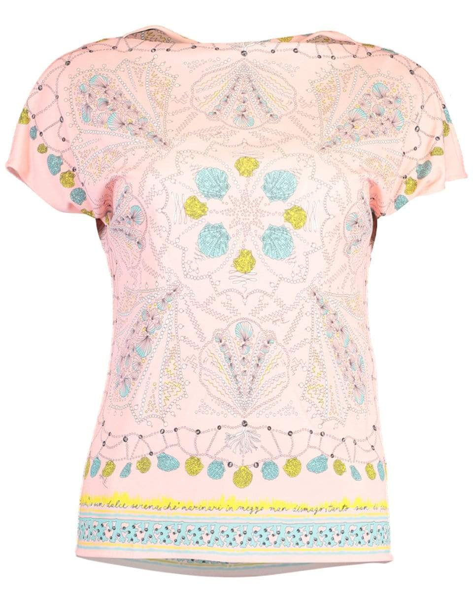 EMILIO PUCCI-Short Sleeve Printed Jersey Blouse-