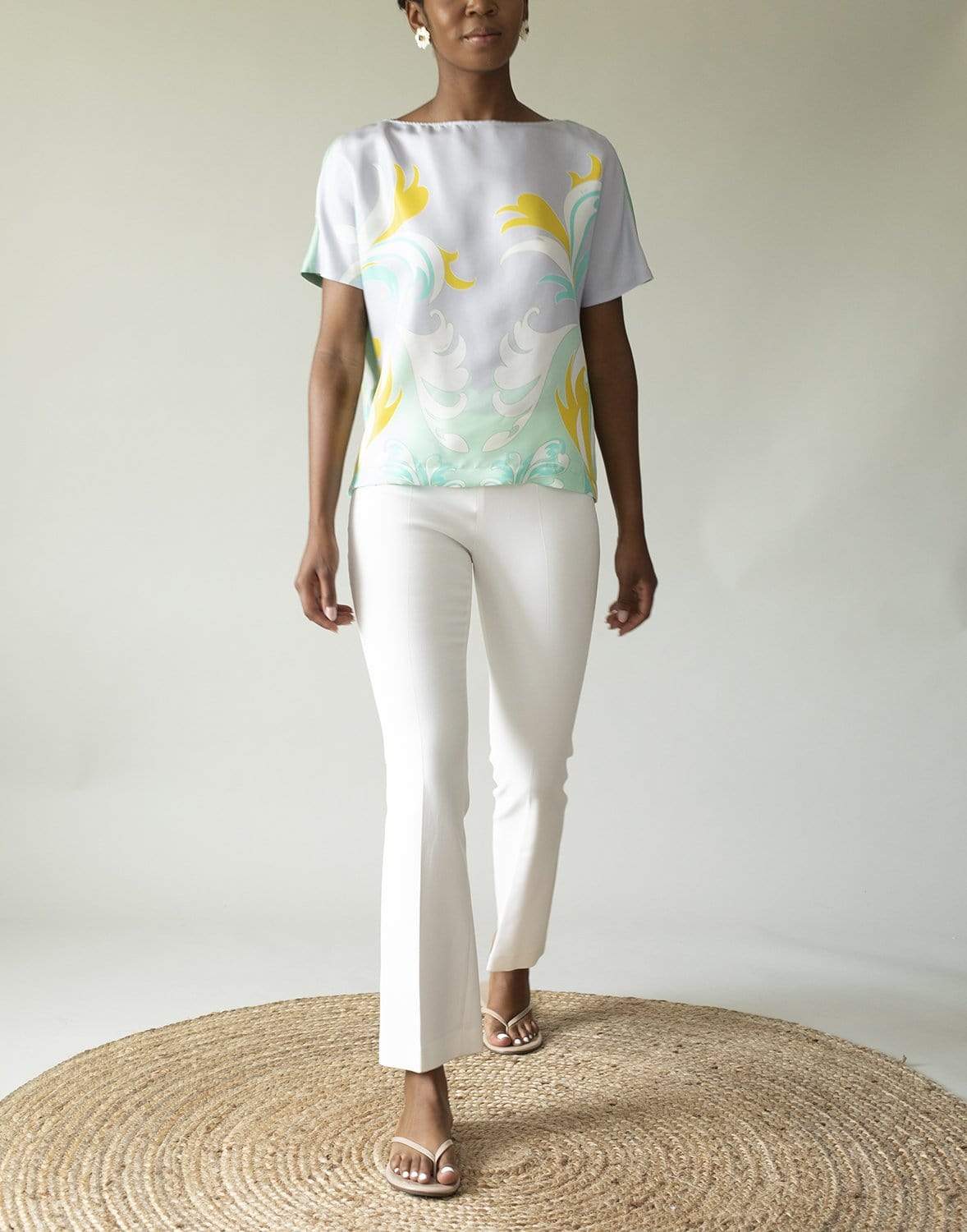 EMILIO PUCCI-Salvia Turchese Printed Silk Blouse-