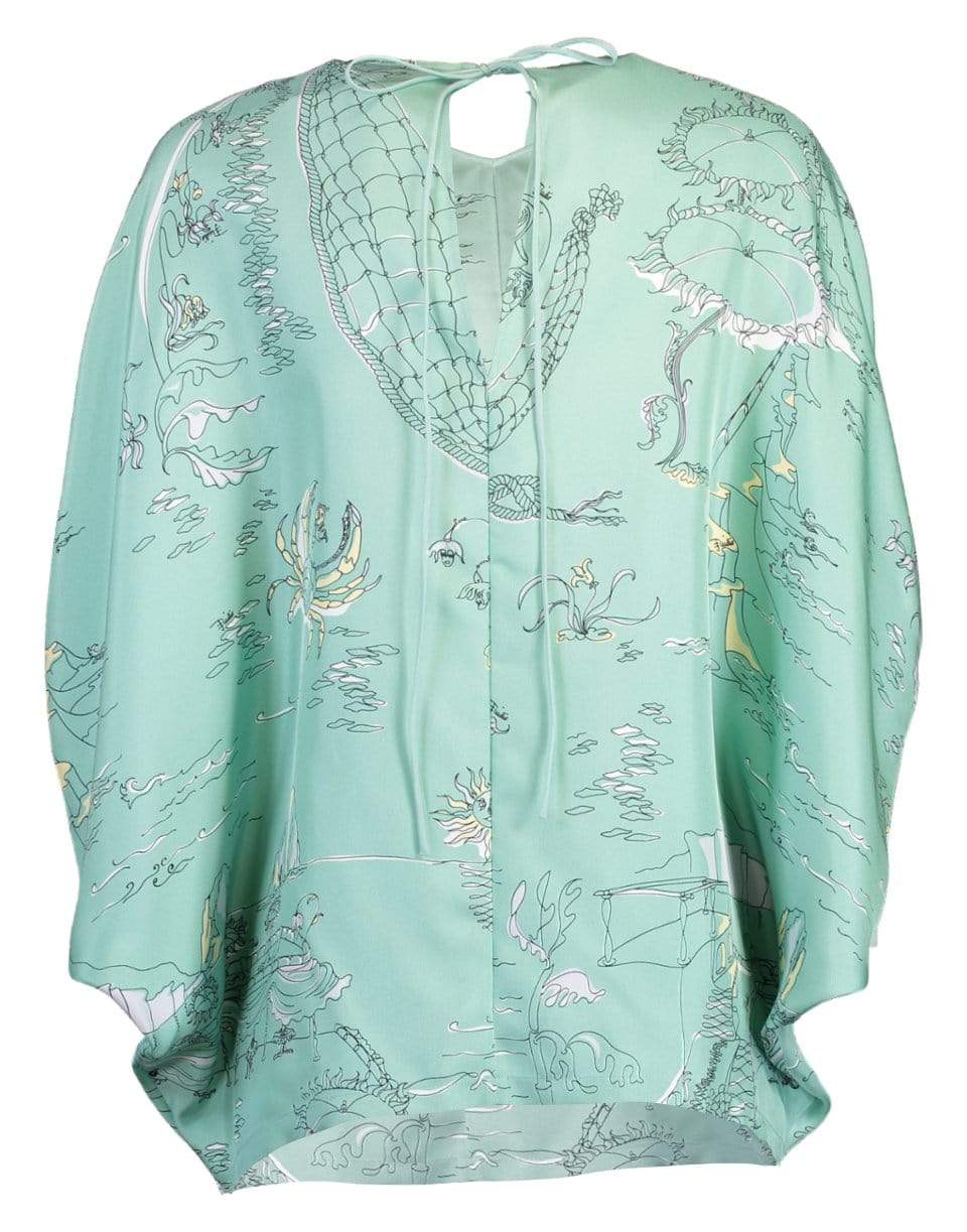 EMILIO PUCCI-La Canzone Del Mare Print Silk Dolman Sleeve Top-