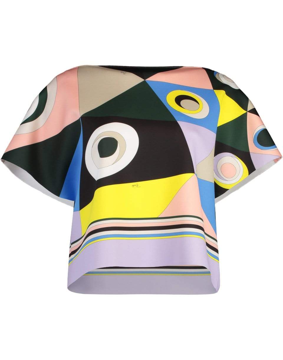 EMILIO PUCCI-Verde Short Sleeve Printed Boxy Blouse-