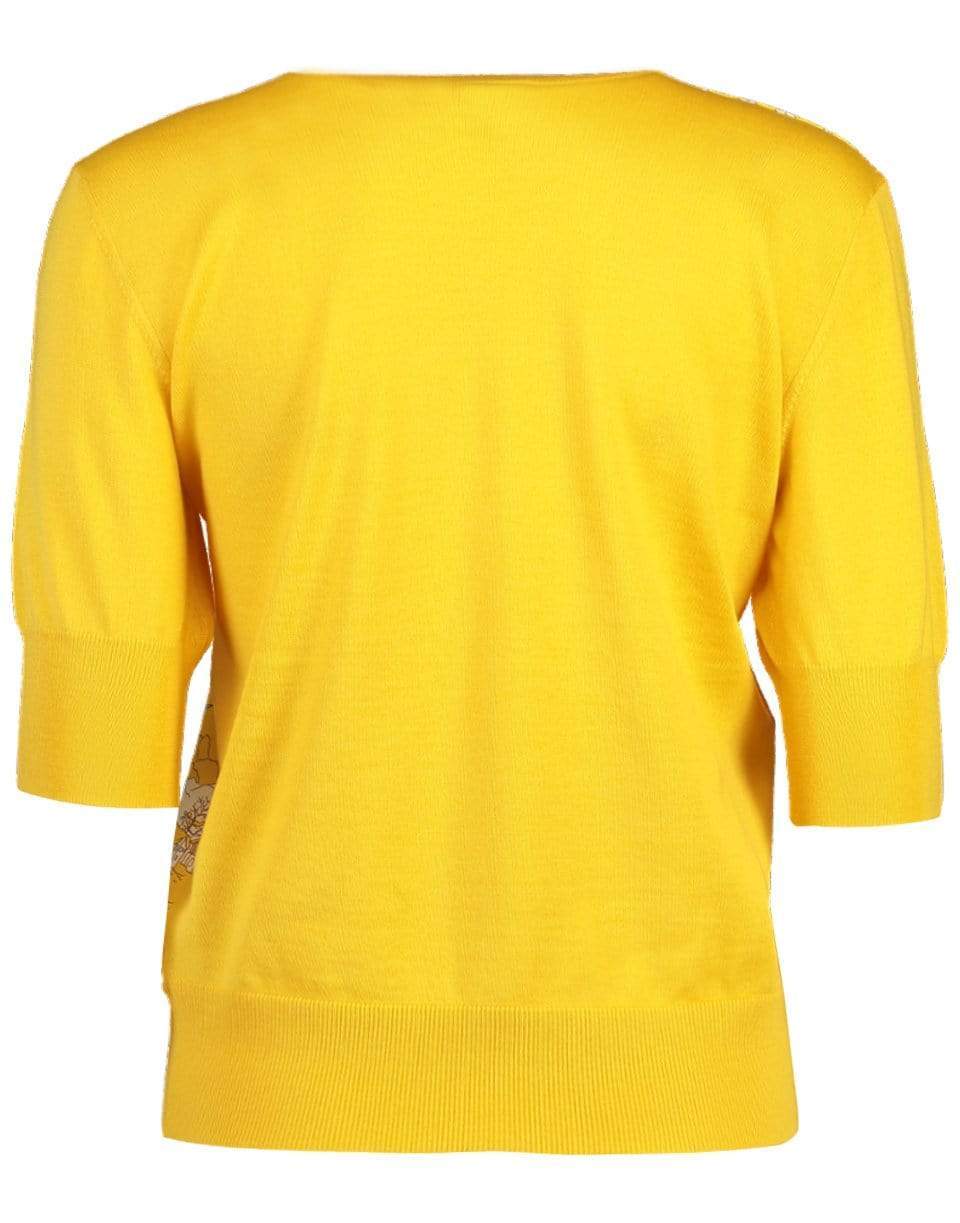 EMILIO PUCCI-Short Sleeve Crewneck Silk Front Top-