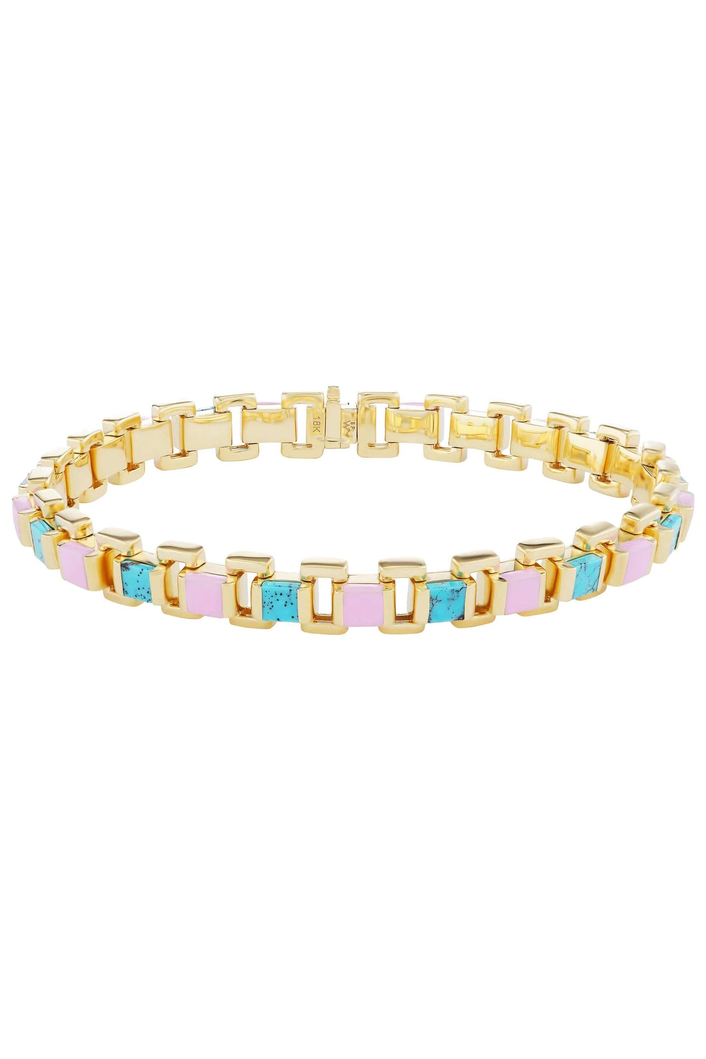 EMILY P WHEELER-Turqouise Enamel Hinge Bracelet-YELLOW GOLD