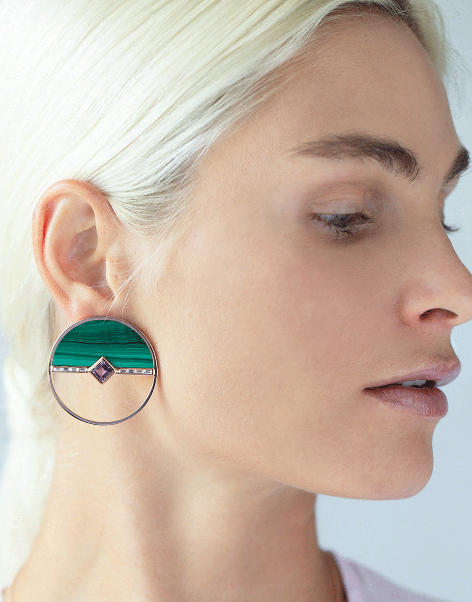 EMILY P WHEELER-Malachite Horizon Earrings-ROSE GOLD