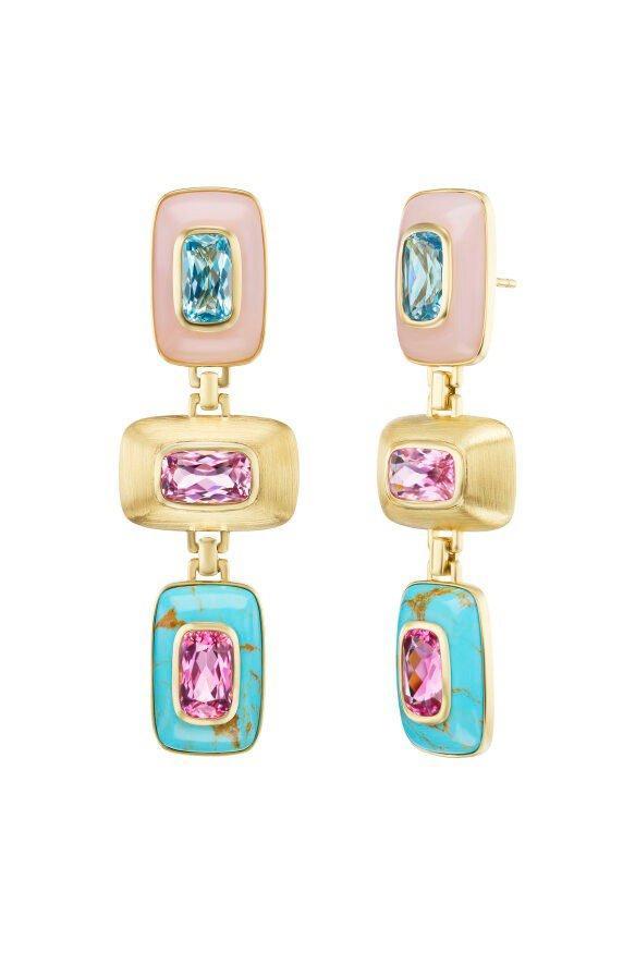 EMILY P WHEELER-Aquamarine Tourmaline Patchwork Earrings-YELLOW GOLD