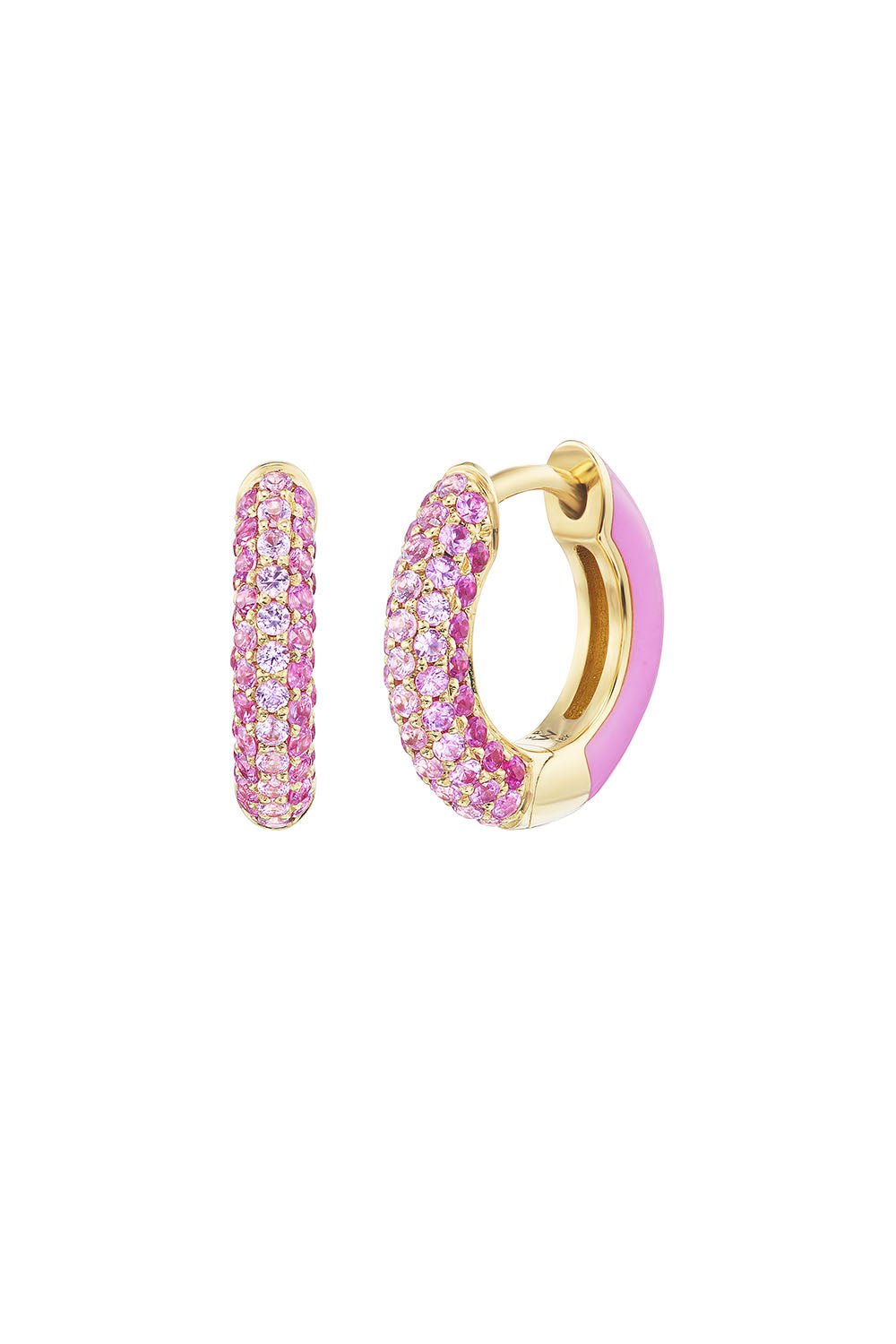 EMILY P WHEELER-Baby Duo Ruby Hoop Earrings-YELLOW GOLD