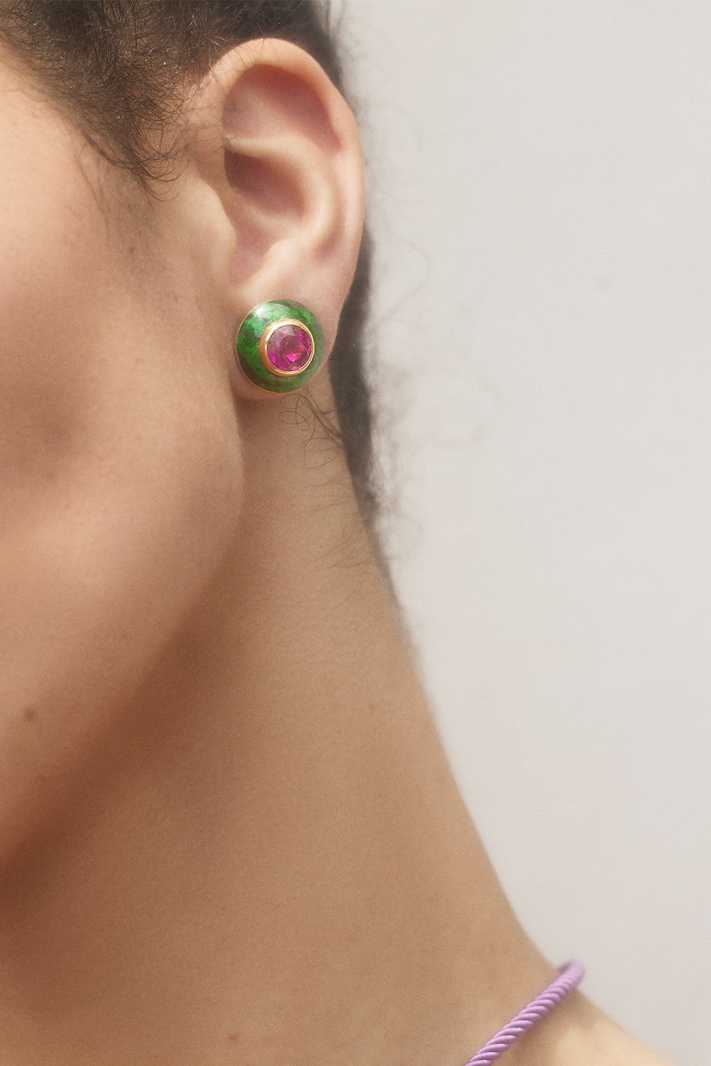 EMILY P WHEELER-Button Stud Earrings-YELLOW GOLD
