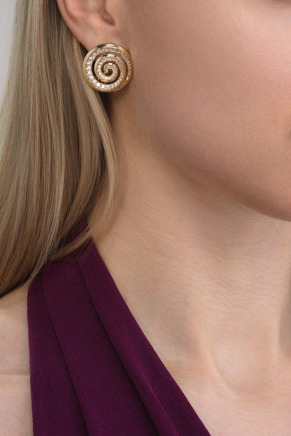 Diamond Spiral Stud Earrings-YELLOW GOLD-JEWELRYFINE JEWELEARRING-EMILY P WHEELER