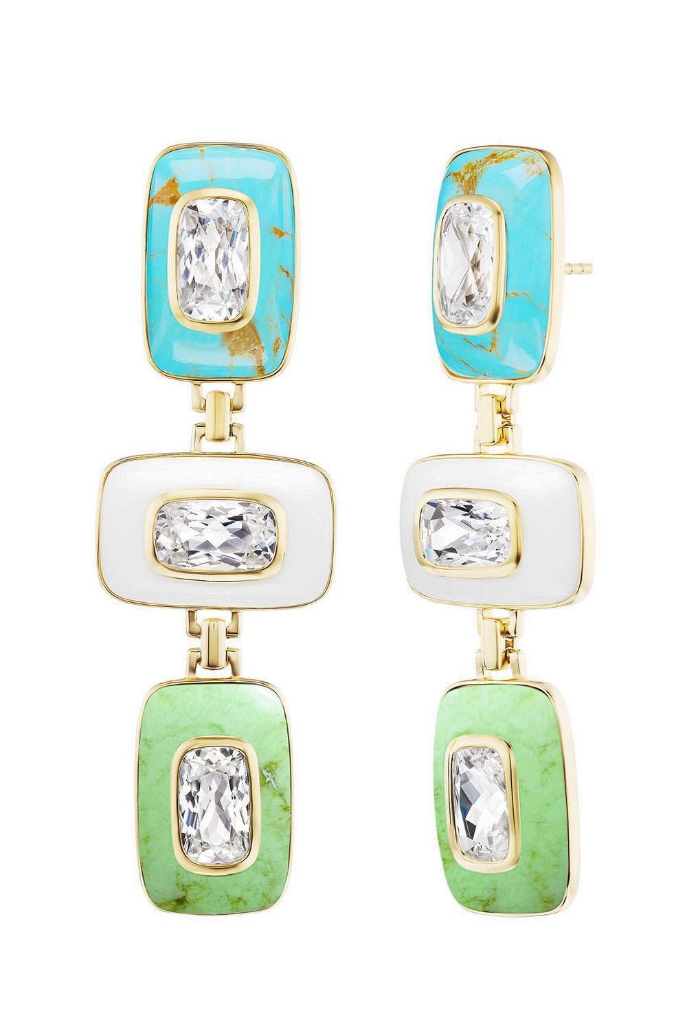 EMILY P WHEELER-Patchwork Earrings-YELLOW GOLD
