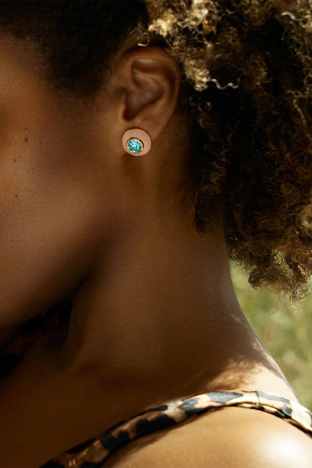 EMILY P WHEELER-Topaz Opal Button Stud Earrings-YELLOW GOLD