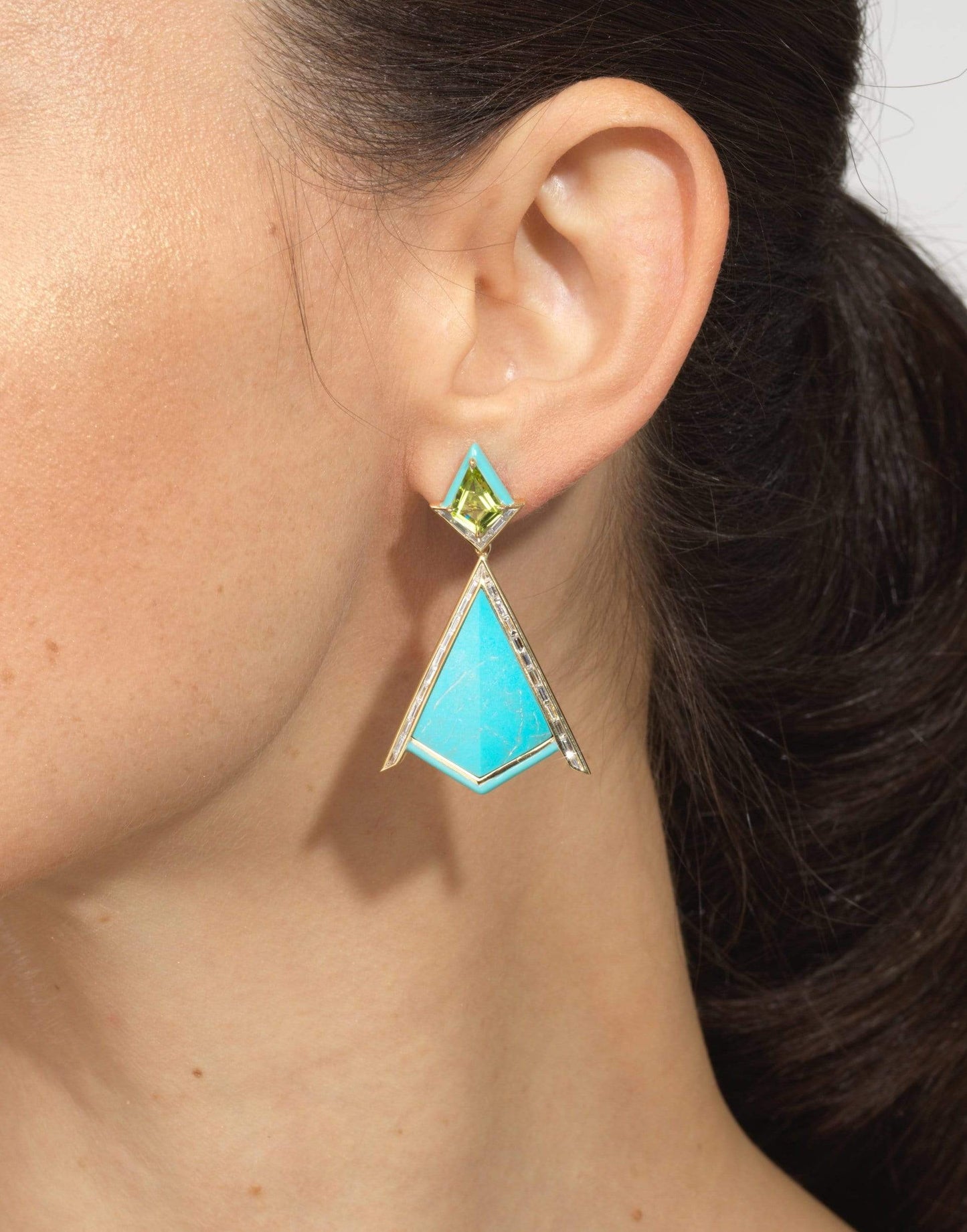 EMILY P WHEELER-Turquoise Drop Twinkle Earrings-YELLOW GOLD