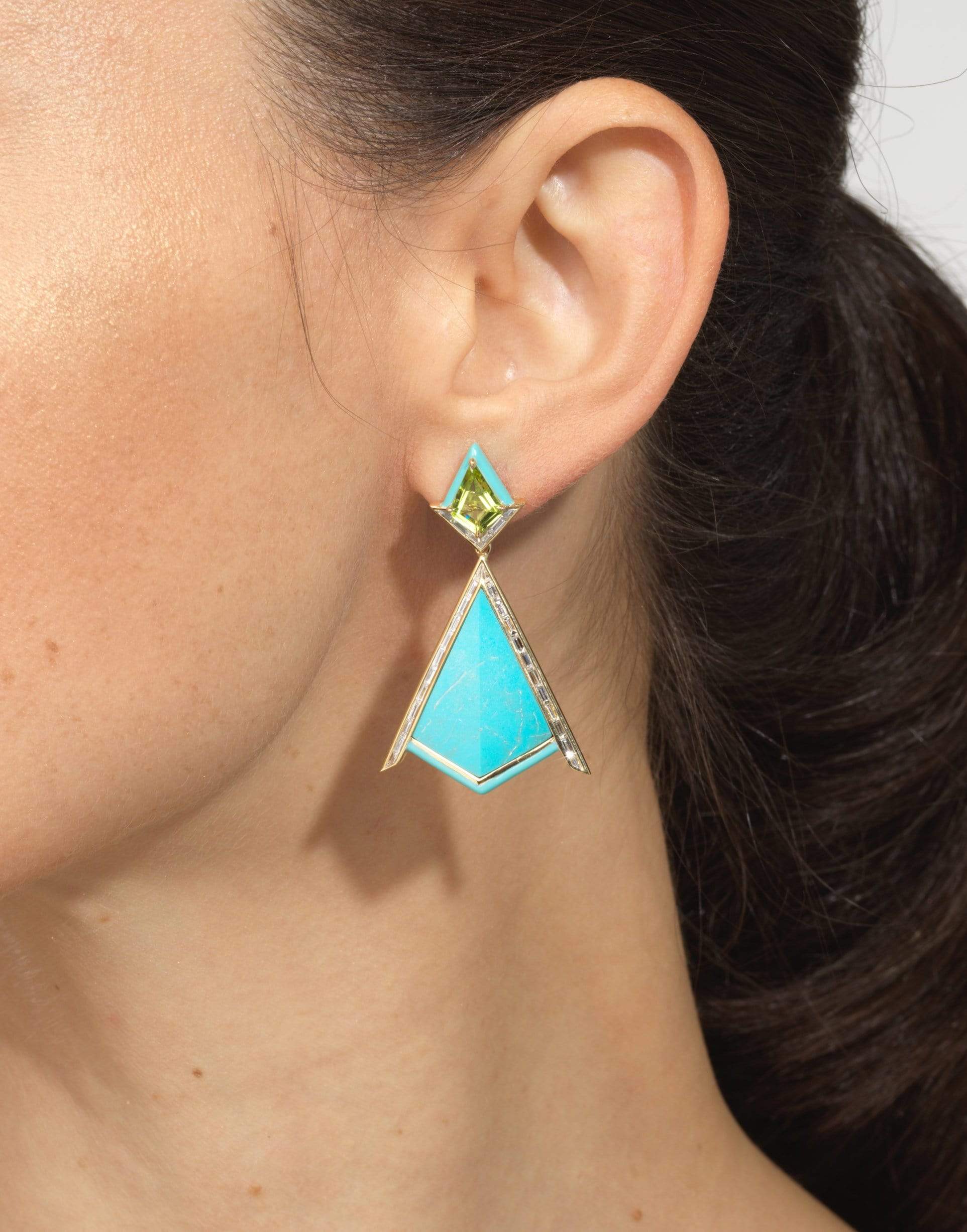 EMILY P WHEELER-Turquoise Drop Twinkle Earrings-YELLOW GOLD
