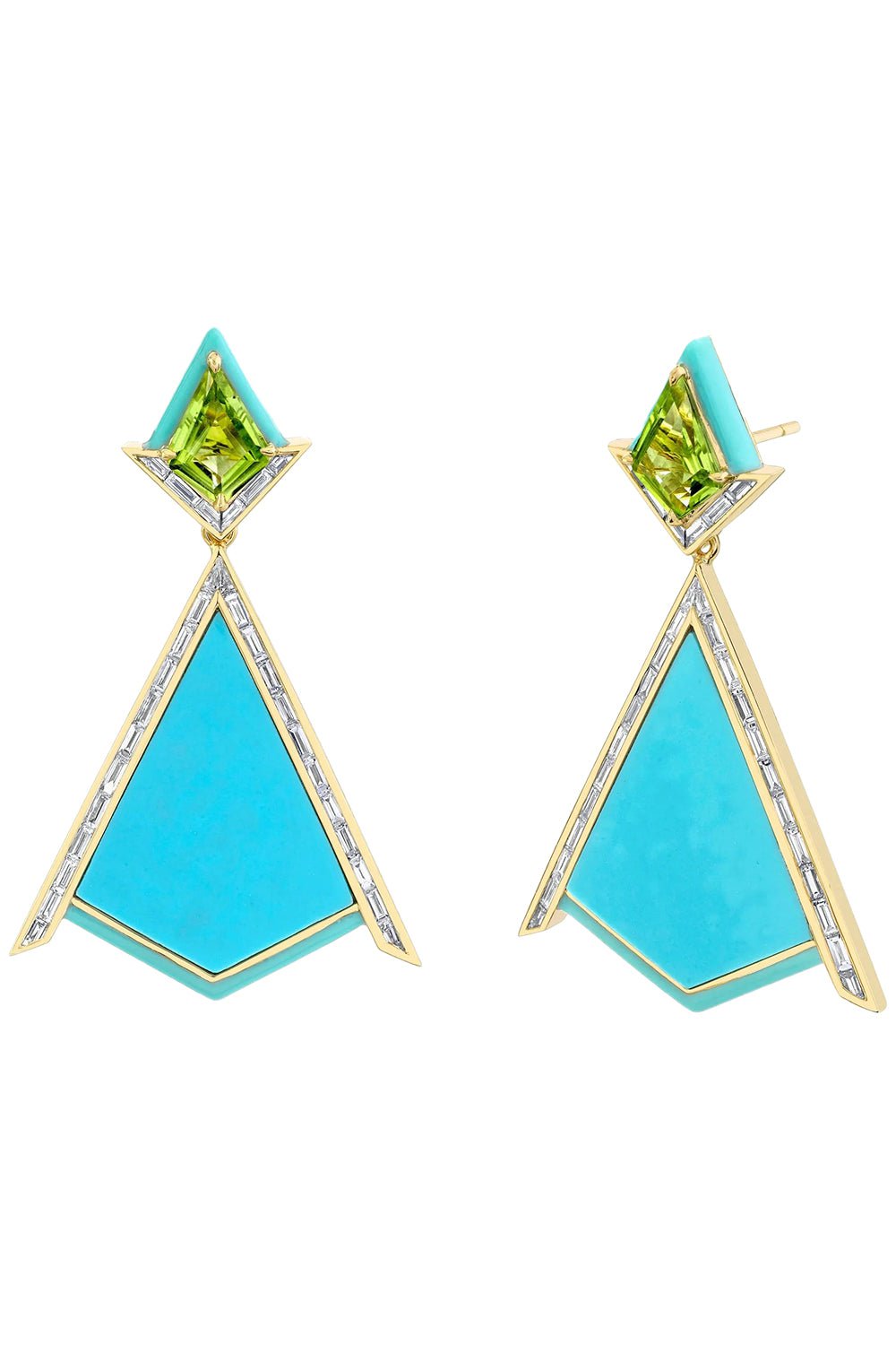 EMILY P WHEELER-Turquoise Drop Twinkle Earrings-YELLOW GOLD