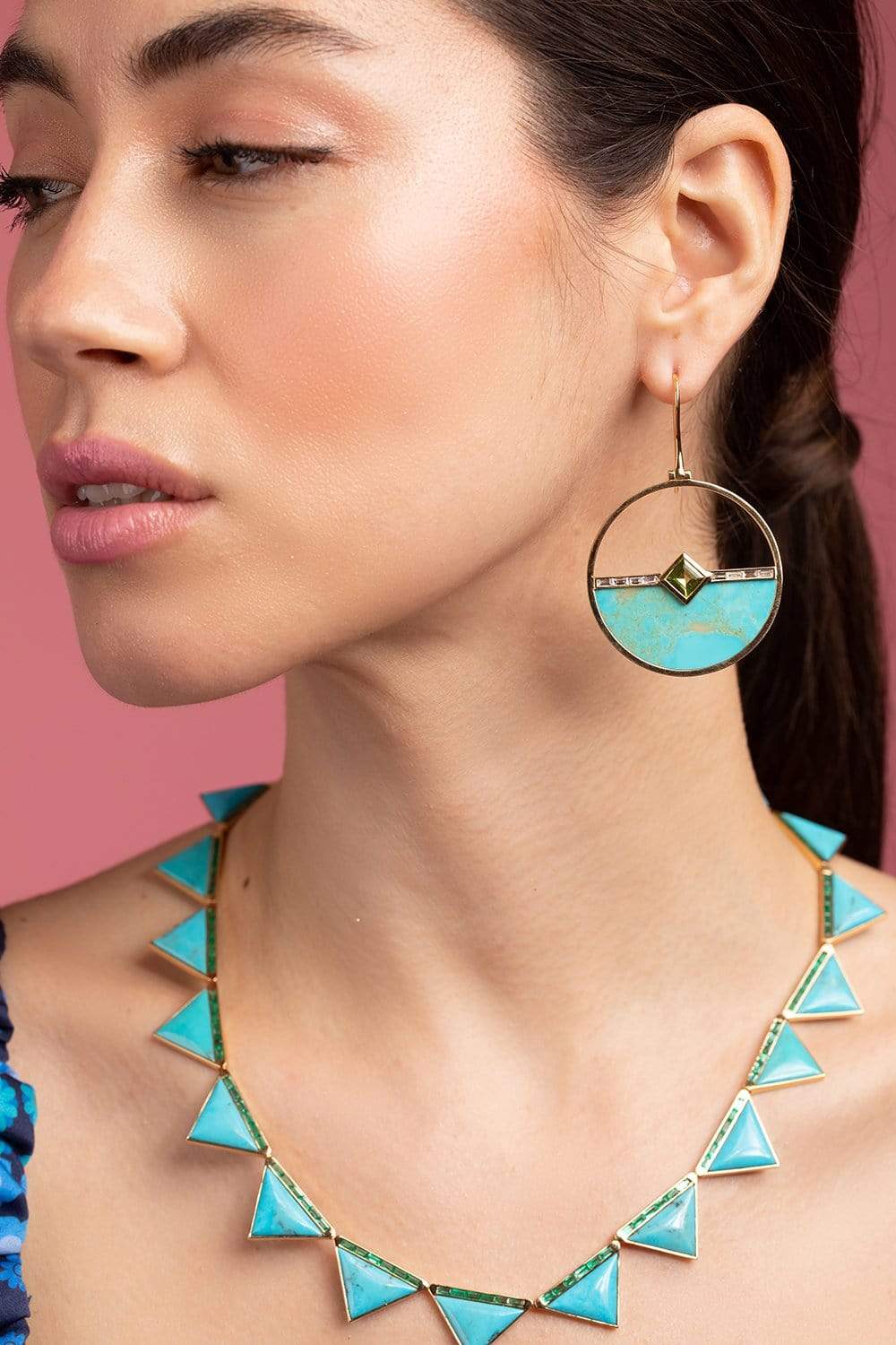 EMILY P WHEELER-Turquoise Horizon Earrings-YELLOW GOLD
