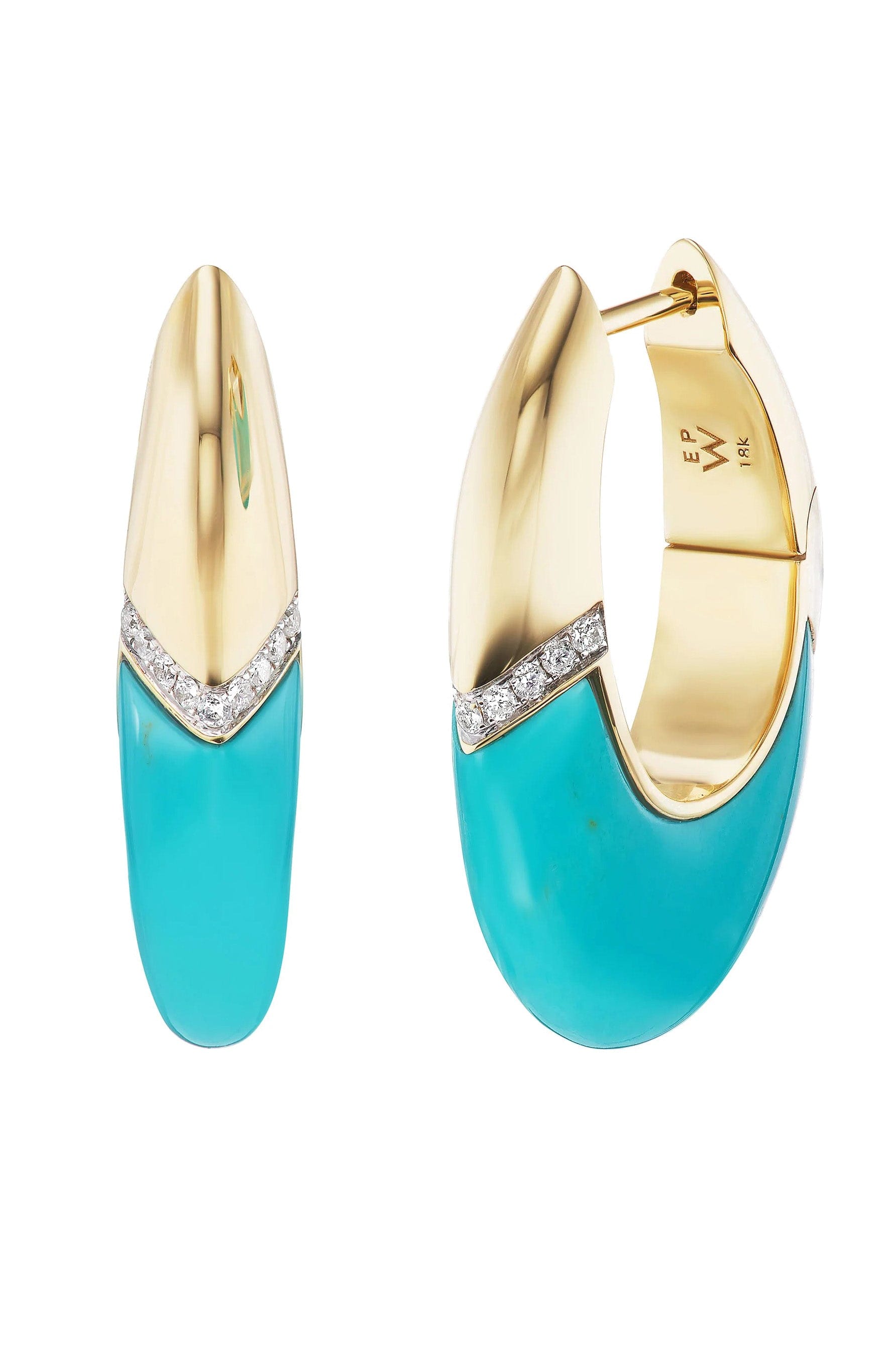 EMILY P WHEELER-Turquoise Oval Earrings-YELLOW GOLD