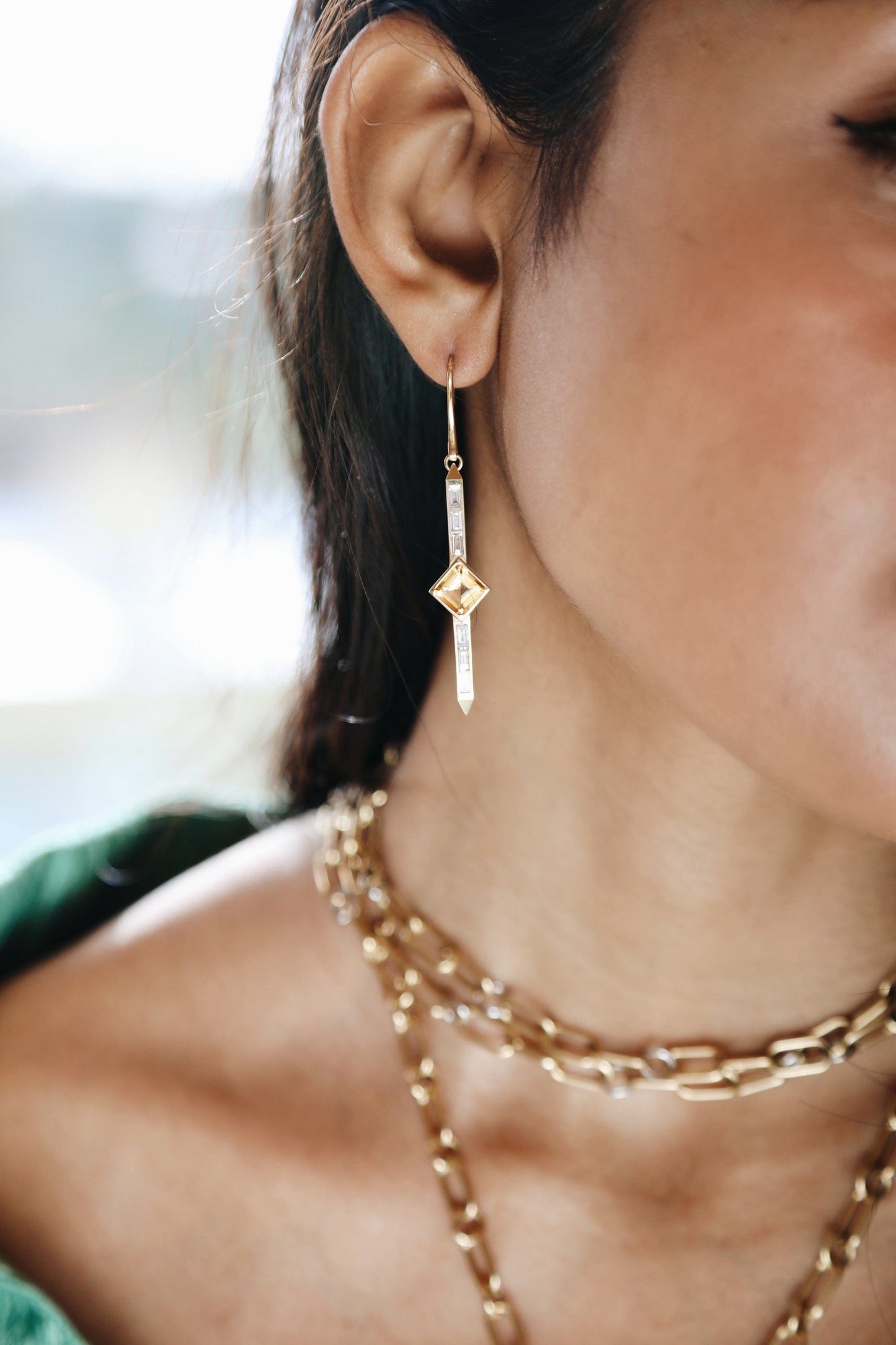 EMILY P WHEELER-Yellow Tourmaline Stick Earrings-YELLOW GOLD