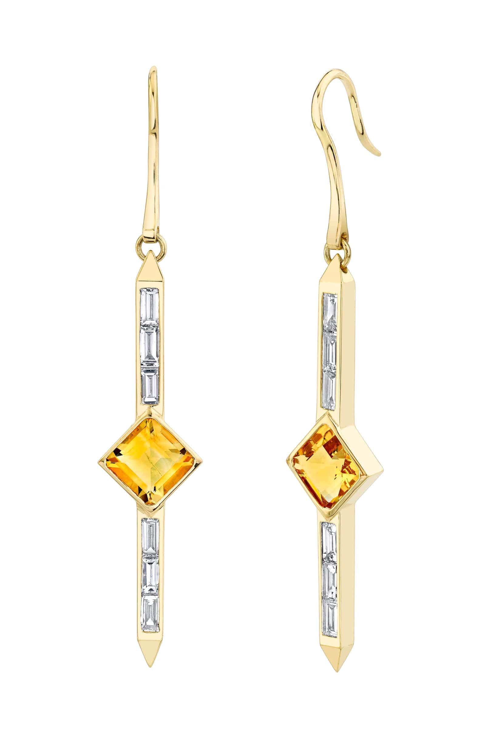 EMILY P WHEELER-Yellow Tourmaline Stick Earrings-YELLOW GOLD