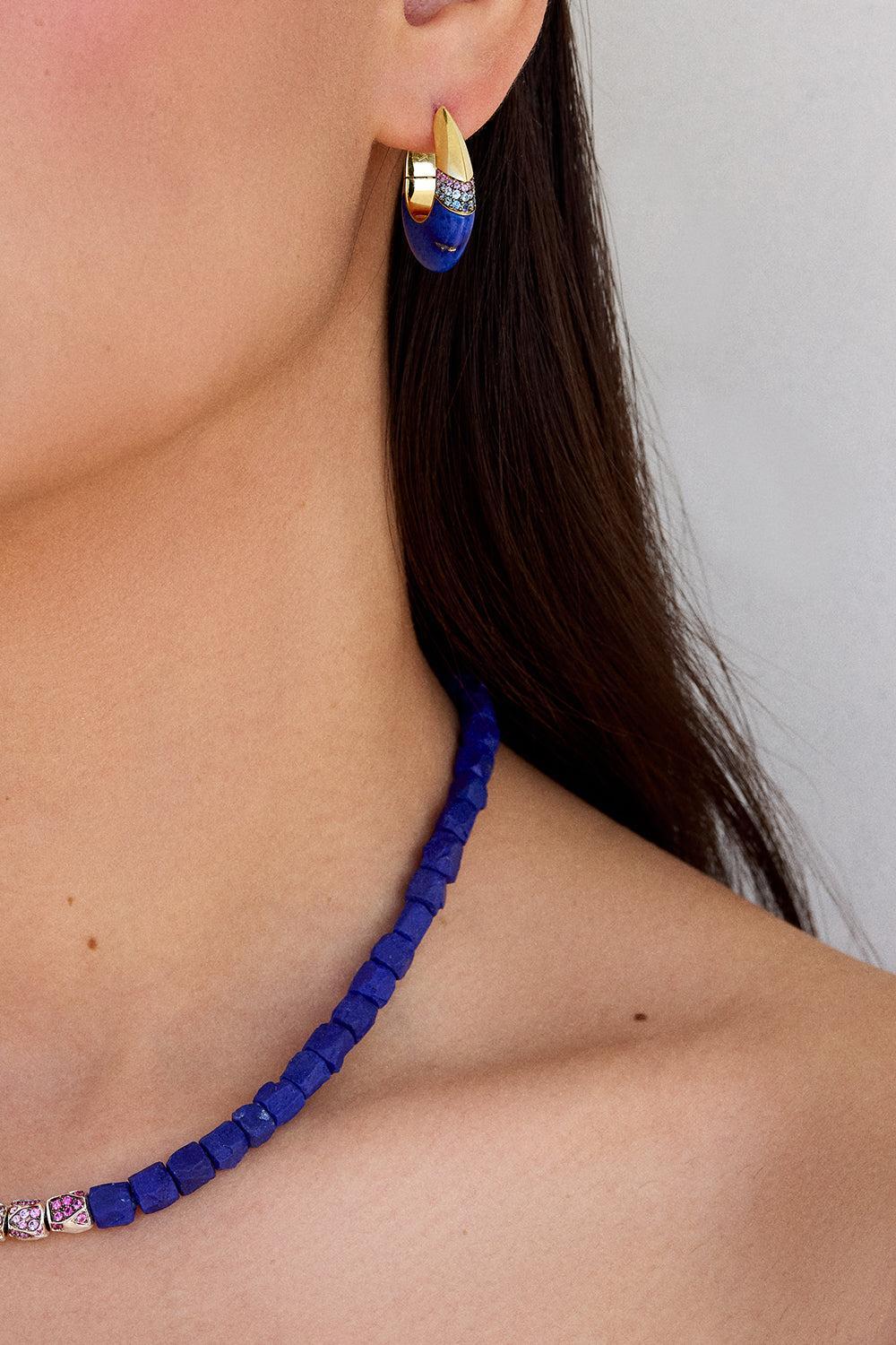 Sapphire Lapis Nugget Necklace-WHITE GOLD-JEWELRYFINE JEWELNECKLACE O-EMILY P WHEELER