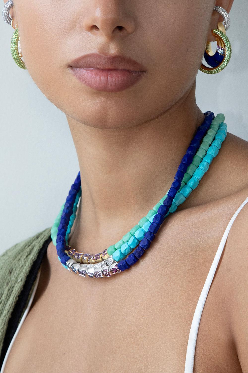 Sapphire Lapis Nugget Necklace-WHITE GOLD-JEWELRYFINE JEWELNECKLACE O-EMILY P WHEELER