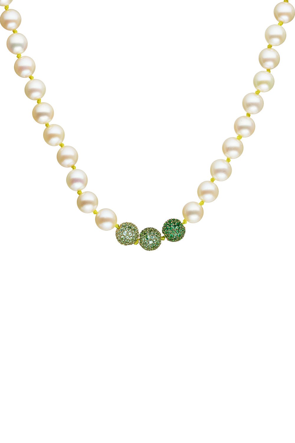 EMILY P WHEELER-Green Sapphire Pearl Layering Necklace-YELLOW GOLD