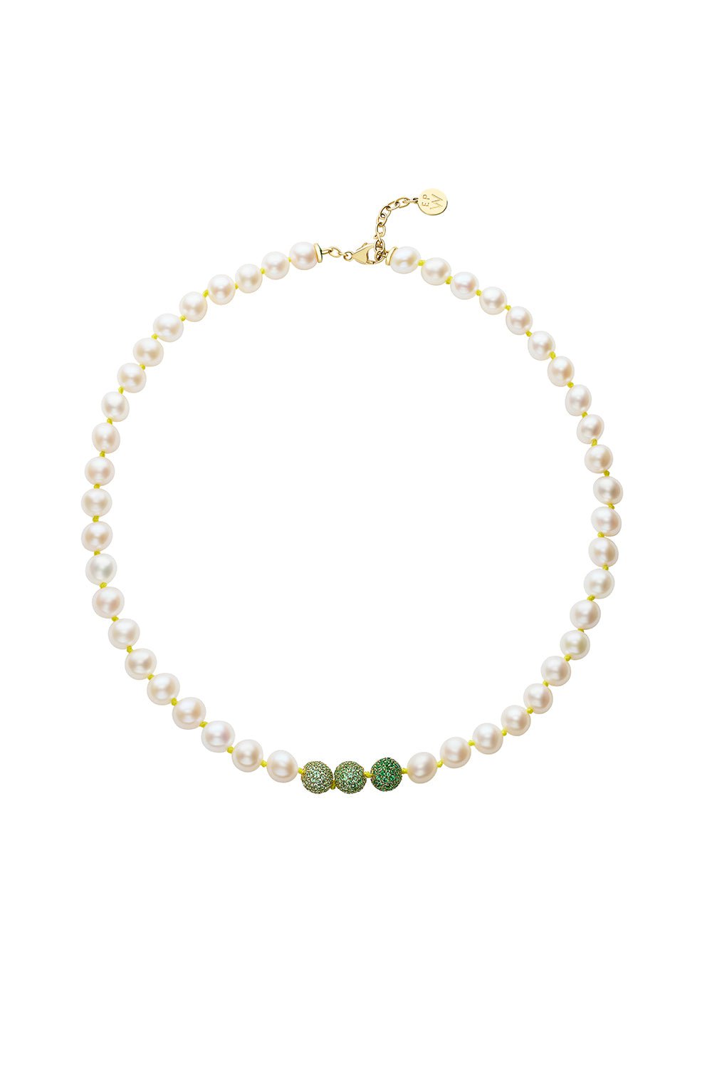 EMILY P WHEELER-Green Sapphire Pearl Layering Necklace-YELLOW GOLD
