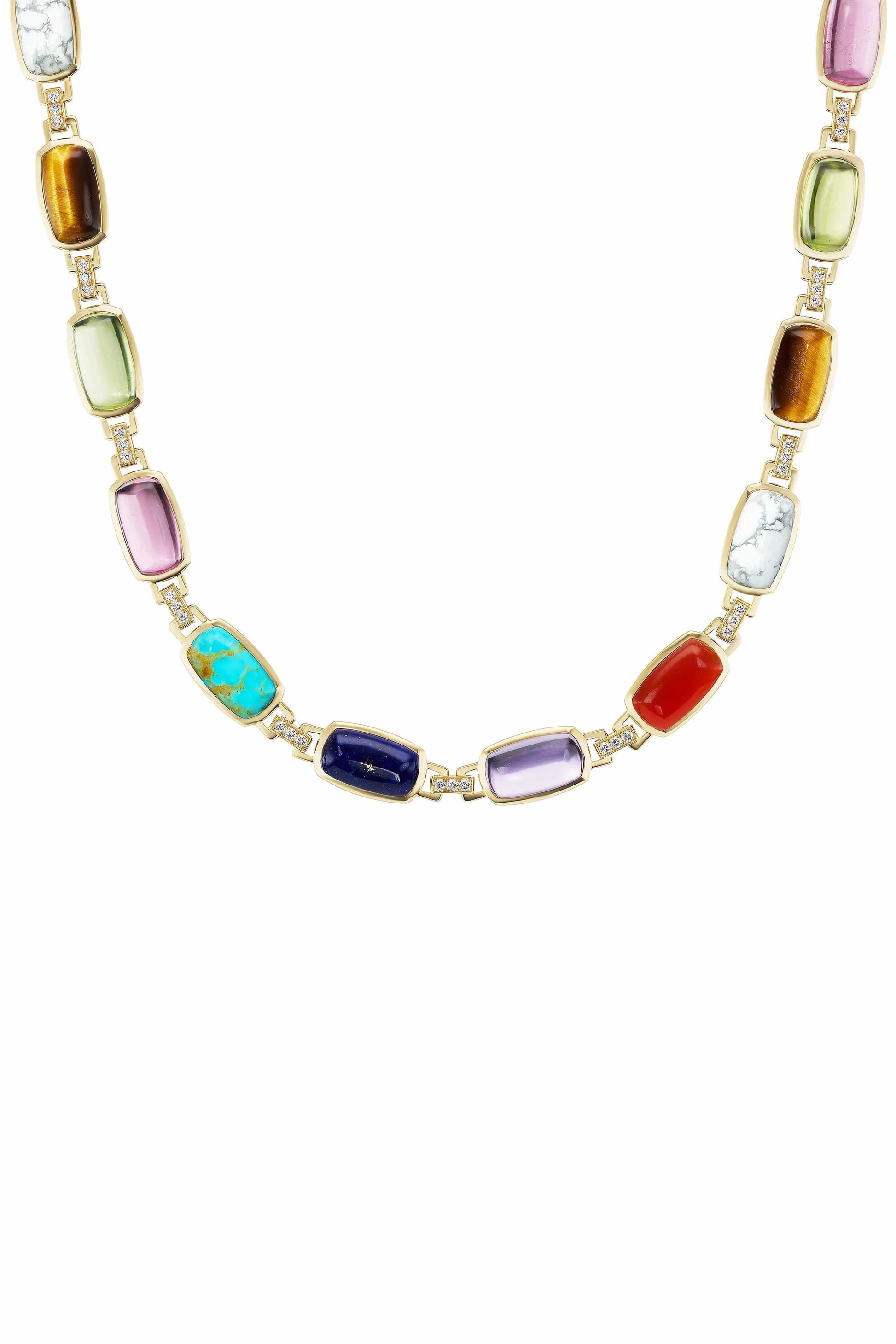 EMILY P WHEELER-Multi Gem Colorblock Necklace-YELLOW GOLD