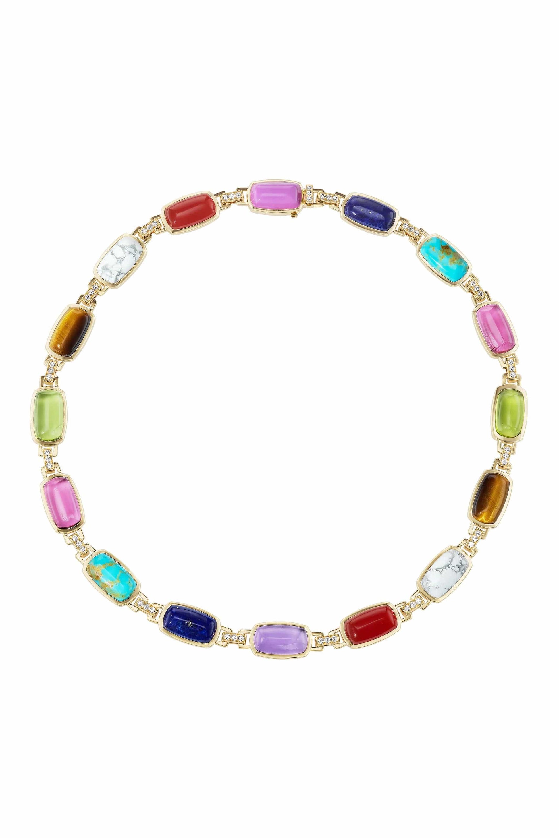 EMILY P WHEELER-Multi Gem Colorblock Necklace-YELLOW GOLD