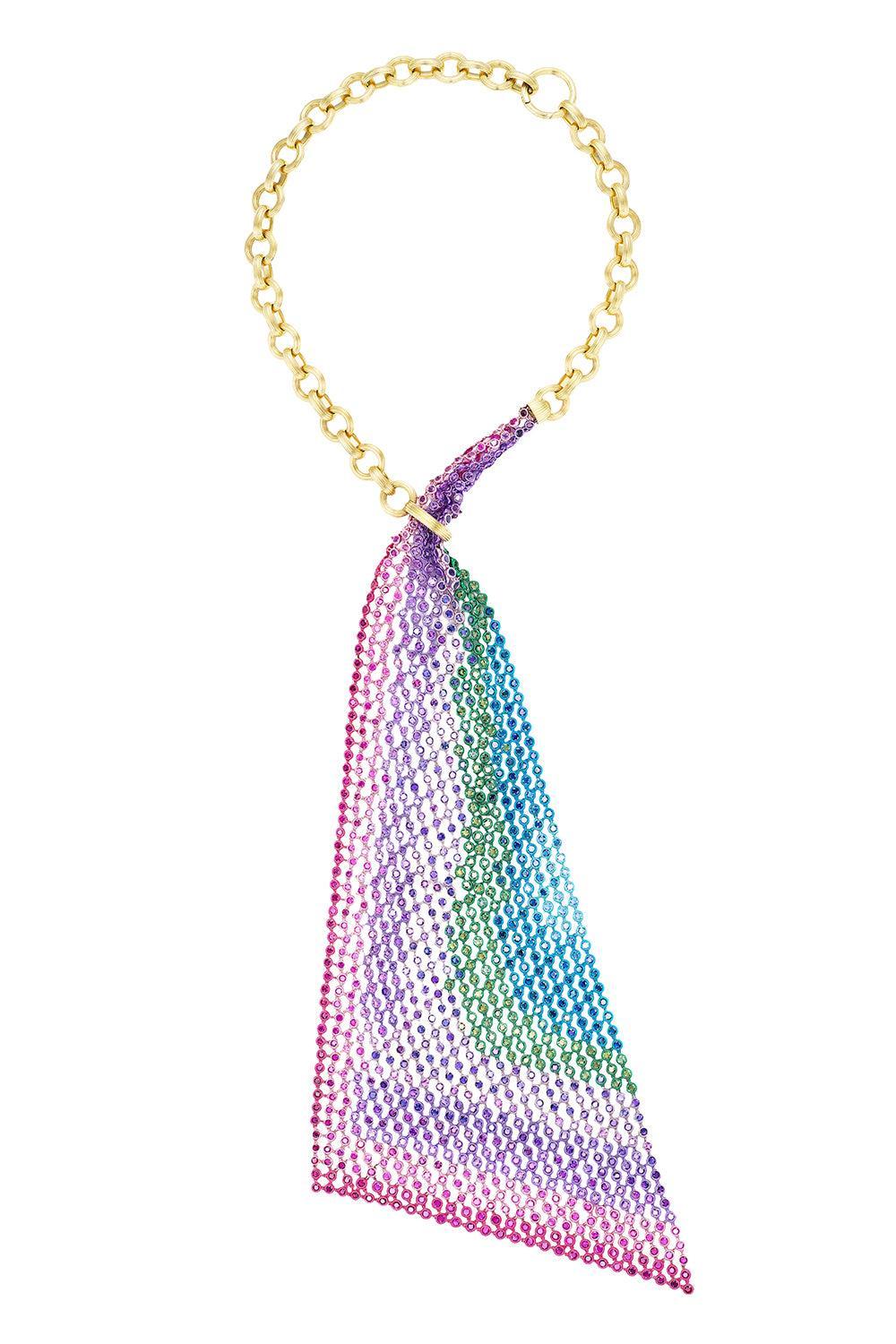 Multi Sapphire Scarf Necklace-YELLOW GOLD-JEWELRYFINE JEWELNECKLACE O-EMILY P WHEELER