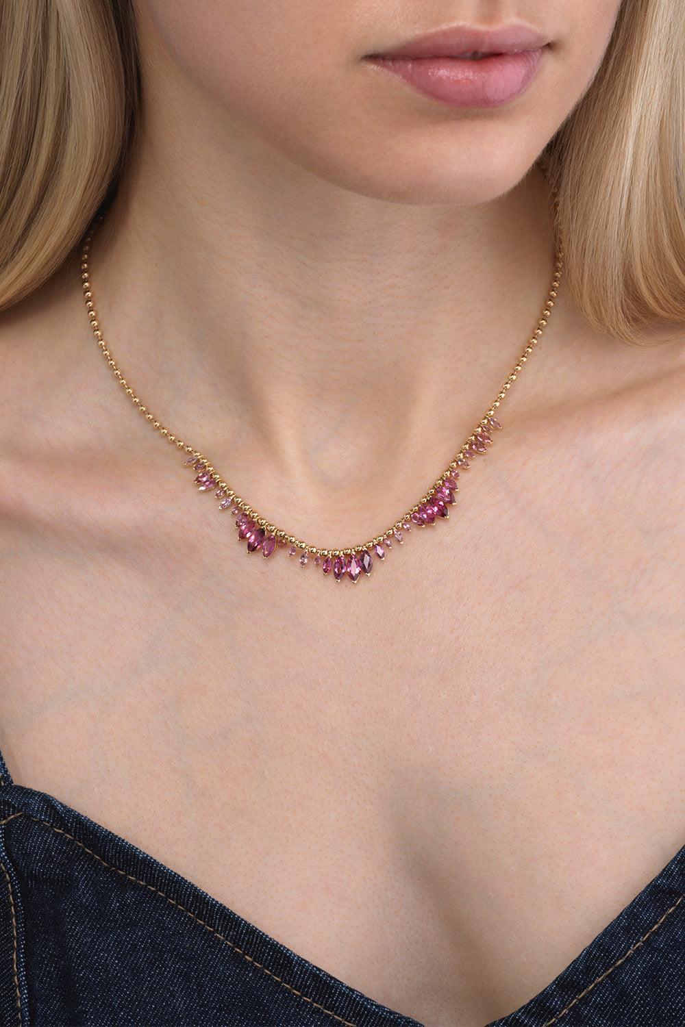 Pink Tourmaline Arashi Necklace-YELLOW GOLD-JEWELRYFINE JEWELNECKLACE O-EMILY P WHEELER