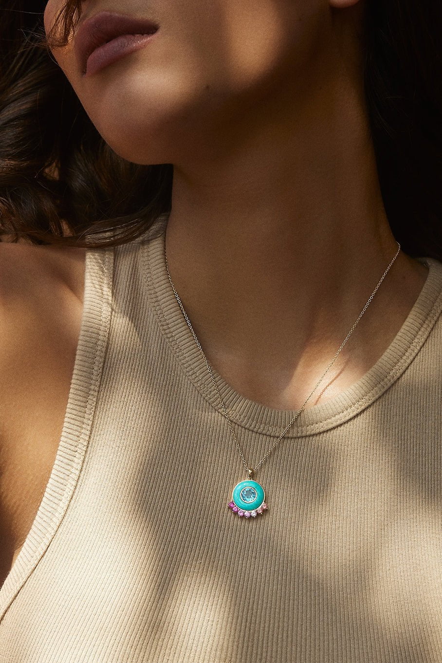 EMILY P WHEELER-Turquoise Anna Necklace-YELLOW GOLD