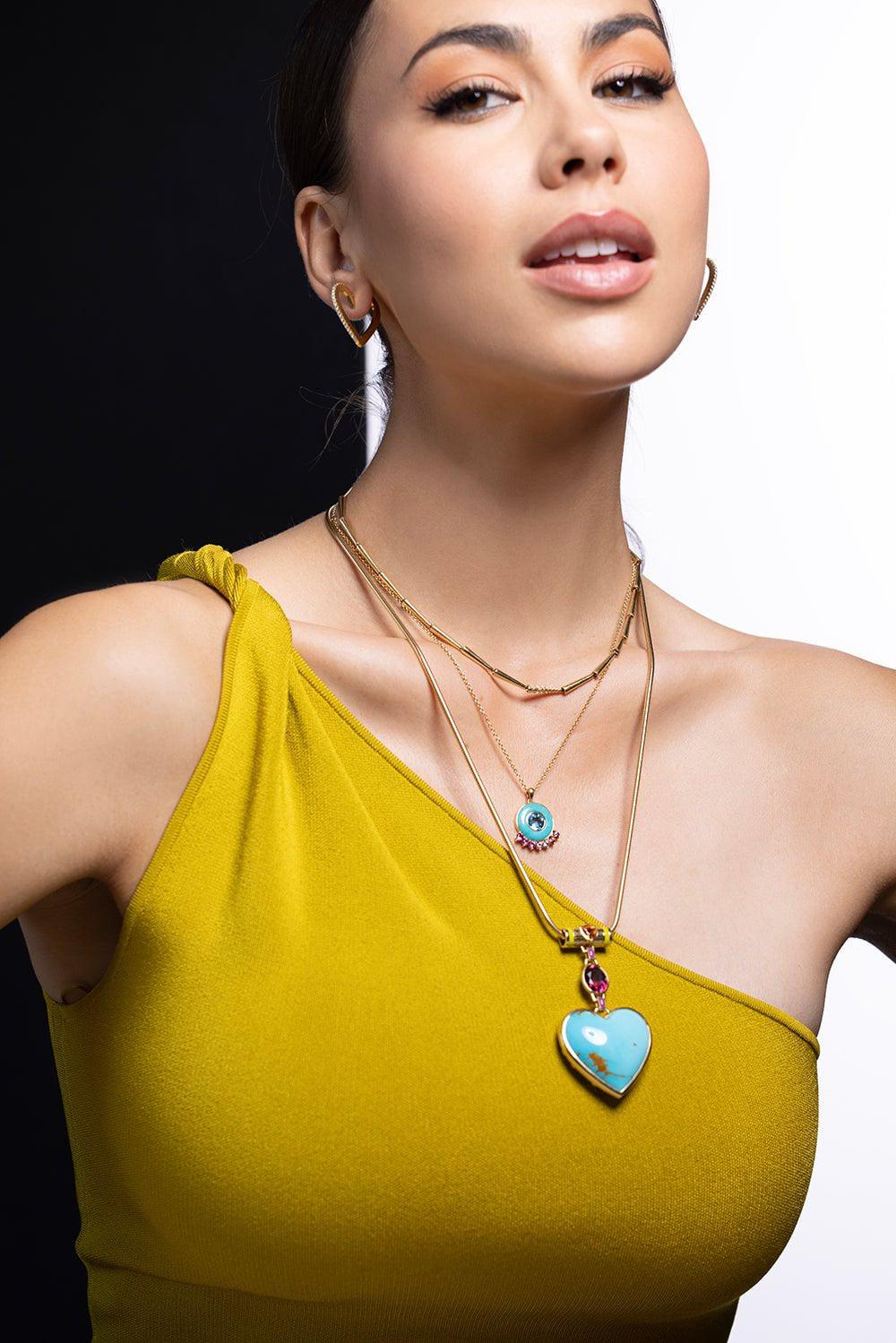 EMILY P WHEELER-Turquoise Anna Necklace-YELLOW GOLD