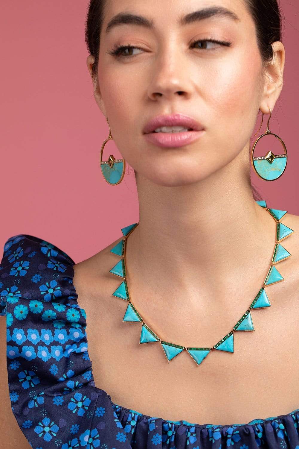 EMILY P WHEELER-Turquoise Sail Choker-YELLOW GOLD