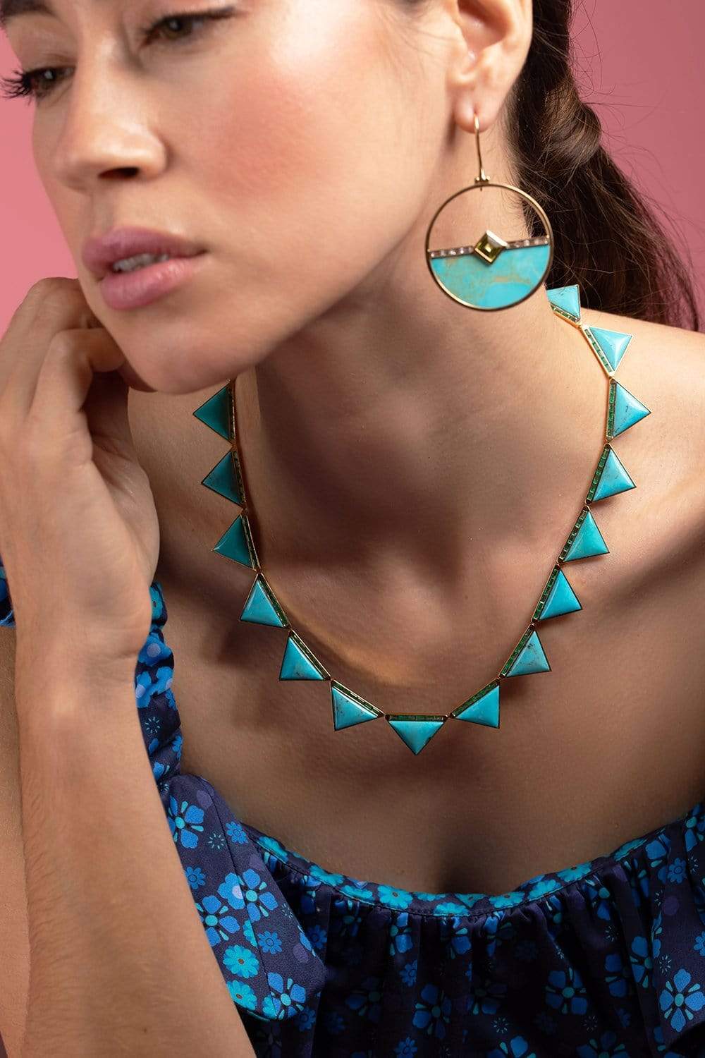 EMILY P WHEELER-Turquoise Sail Choker-YELLOW GOLD