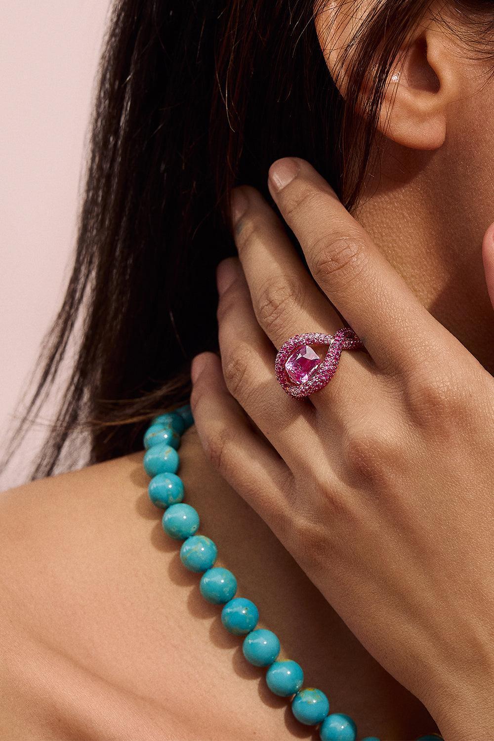 Pink Sapphire Twist Ring-ROSE GOLD-6.5-JEWELRYFINE JEWELRING-EMILY P WHEELER