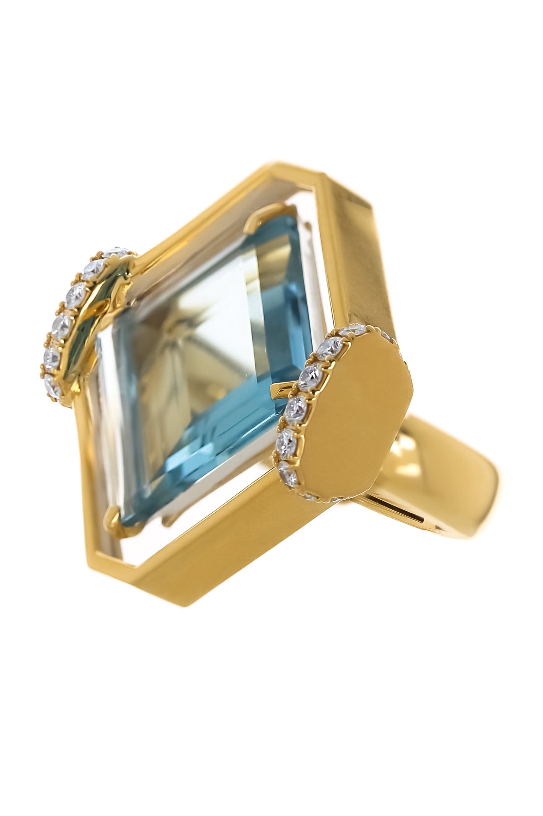 EMILY P WHEELER-Aquamarine Crystal Ring-YELLOW GOLD