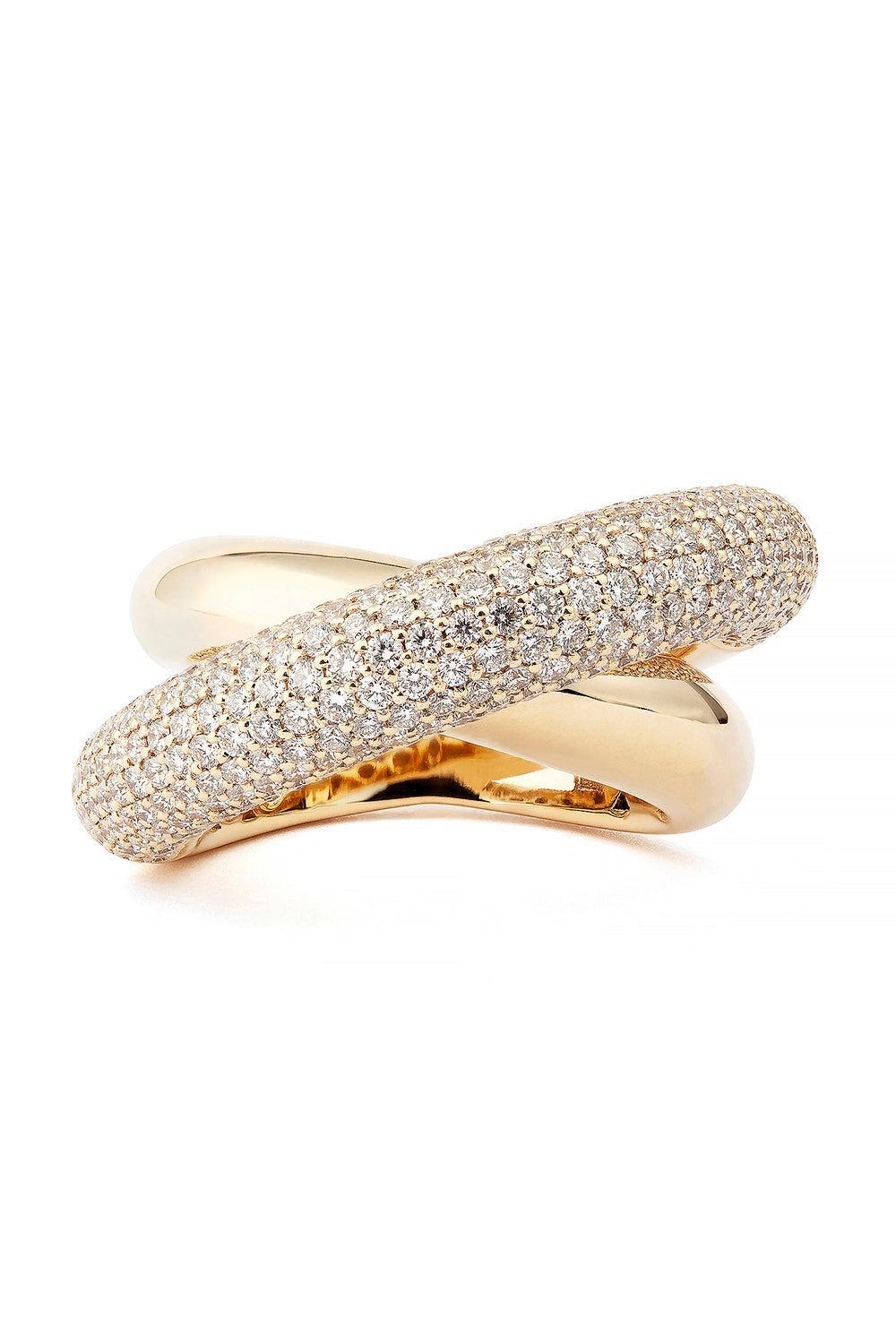 Big Half Pave Diamond Infinity Loop Ring-YELLOW GOLD-6.5-JEWELRYFINE JEWELEARRING-ENGELBERT 1920