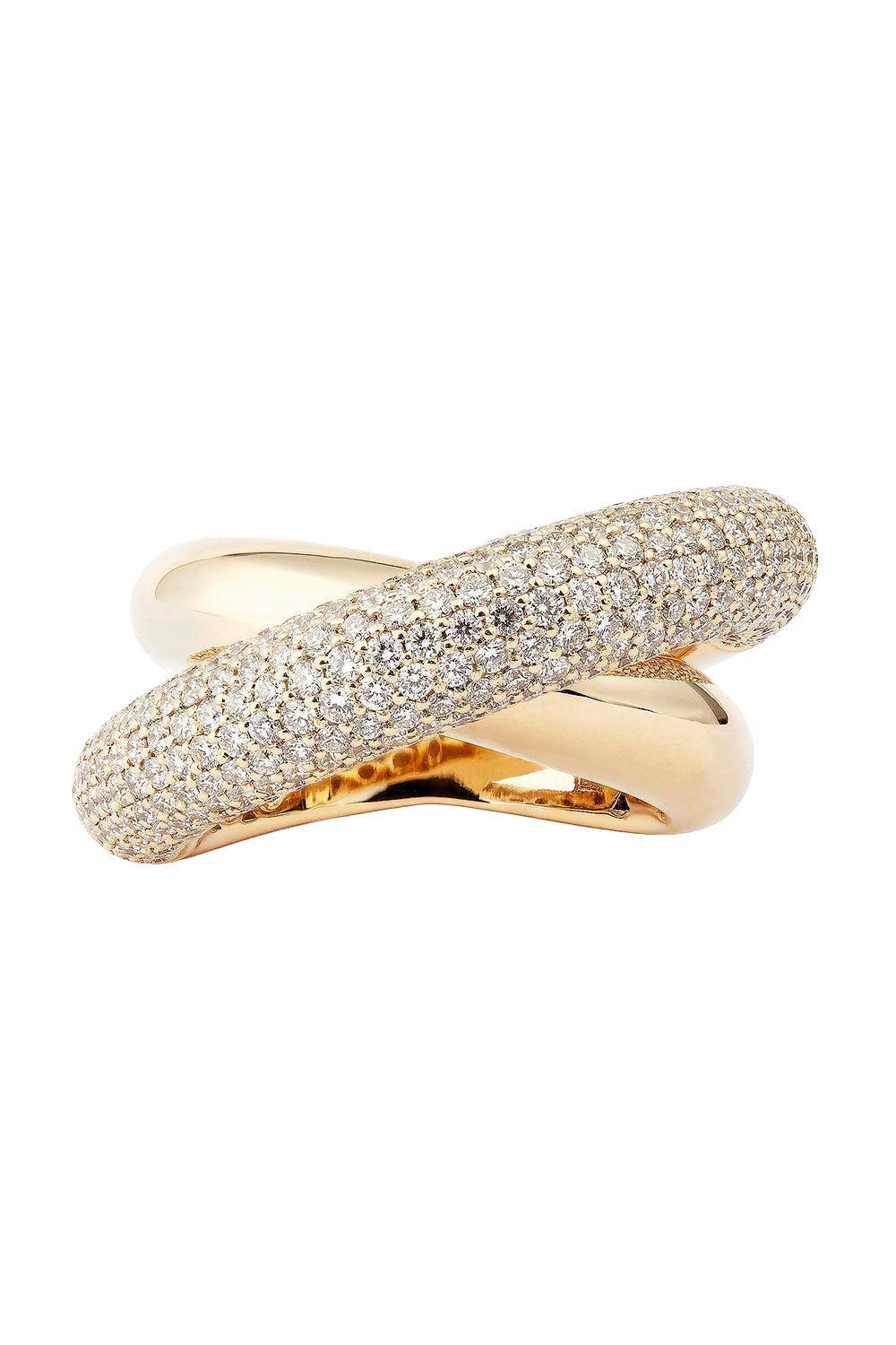 Big Half Pave Diamond Infinity Loop Ring-YELLOW GOLD-6.5-JEWELRYFINE JEWELEARRING-ENGELBERT 1920