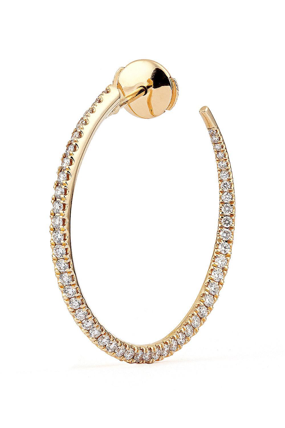 Diamond Twisted Creoles Earrings - 35Mm-YELLOW GOLD-JEWELRYFINE JEWELEARRING-ENGELBERT 1920